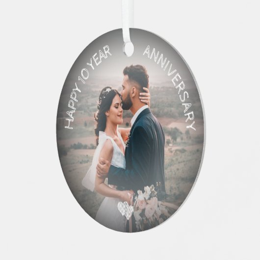 EDITABLE YEAR Happy 10 JAAR Jubileum Aangepast Metalen Ornament (Voorkant links)