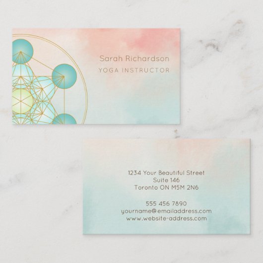 Editable Yoga Instructor Kaart Visitekaartje (Voorkant / Achterkant)