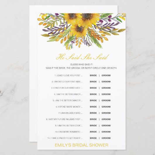 Editable zei dat ze een weduwenspel zei (Voorkant / Achterkant)