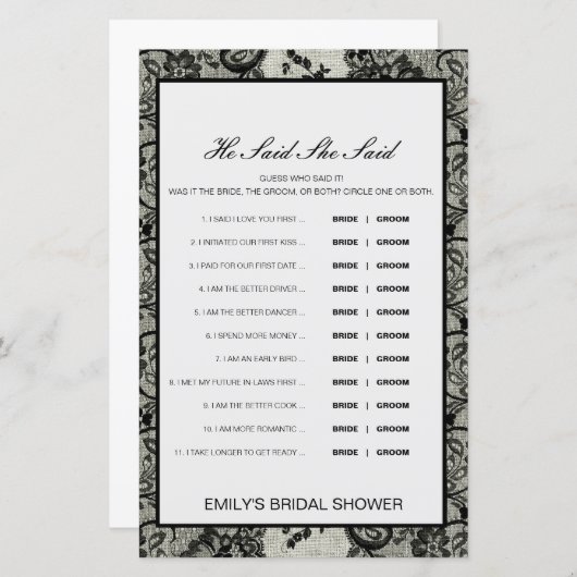 Editable zei dat ze een weduwenspel zei (Voorkant / Achterkant)