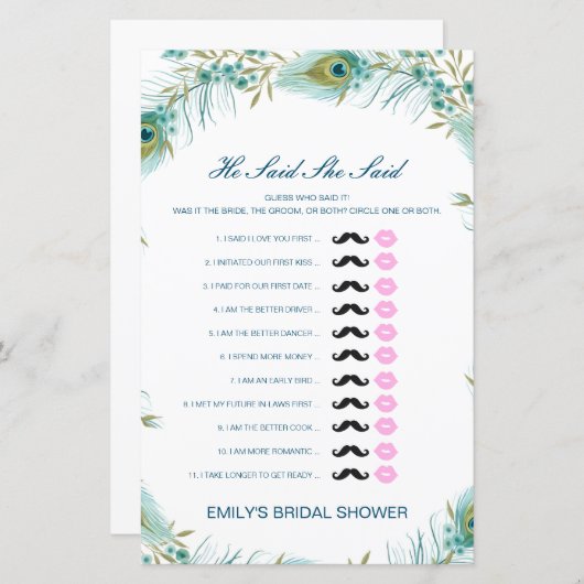 Editable zei dat ze een weduwenspel zei (Voorkant / Achterkant)