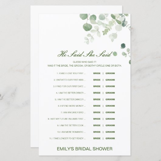 Editable zei dat ze een weduwenspel zei (Voorkant / Achterkant)