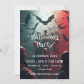 Editable Zombie Halloween Party Invitation| Spooky Kaart (Voorkant)