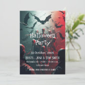 Editable Zombie Halloween Party Invitation| Spooky Kaart (Staand voorkant)