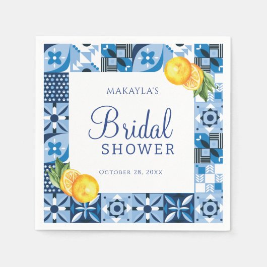 editerranean Citroen Bruidsdouche Hoofdsqueeze  Servet (Voorkant)