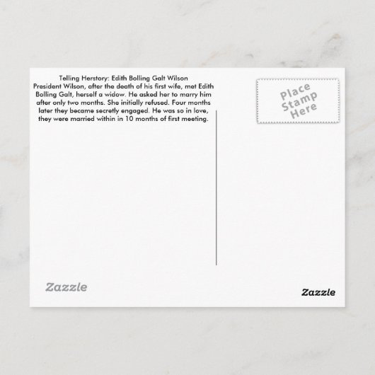 Edith Bolling Galt - Fate Briefkaart (Achterkant)