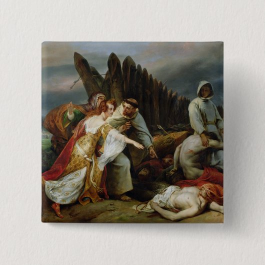 Edith Finding the Body of Harold, 1828 Vierkante Button 5,1 Cm (Voorkant)