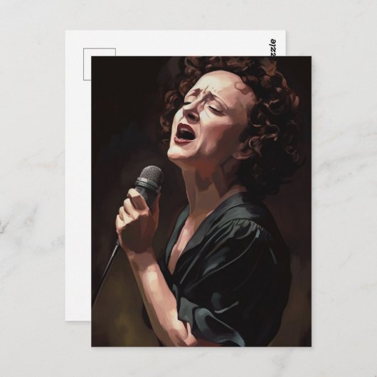 Edith Piaf - Schilderij Briefkaart (Voorkant / Achterkant)