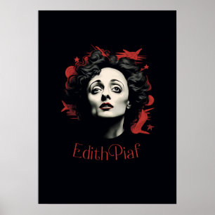 Edith Piaf tekenen - portret - vector Poster