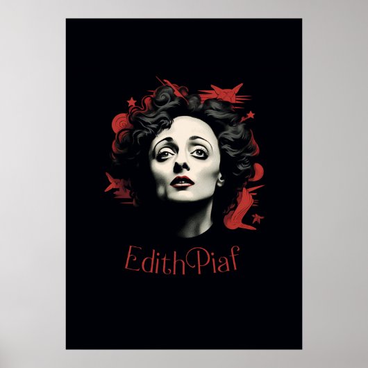 Edith Piaf tekenen - portret - vector Poster (Voorkant)