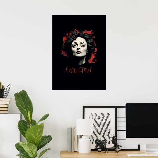 Edith Piaf tekenen - portret - vector Poster (Thuiskantoor)