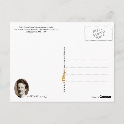 Edith Roosevelt, First Lady of the U.S. Briefkaart (Achterkant)