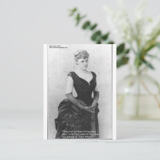 Edith Wharton "Spreading Light"-citaatkortingen en Briefkaart (Staand voorkant)