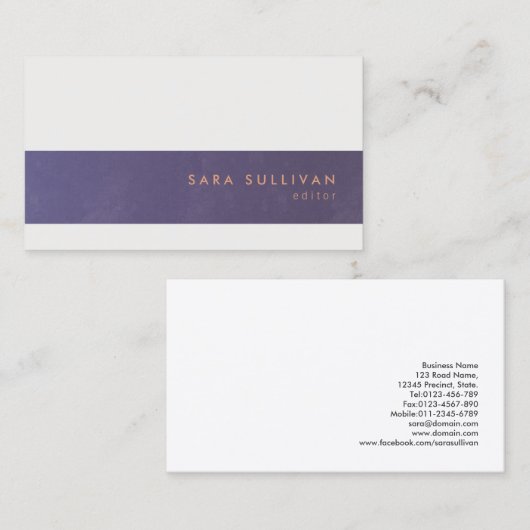 Editor Print Uitgeverij Elegante Violet Stripe Visitekaartje (Voorkant / Achterkant)