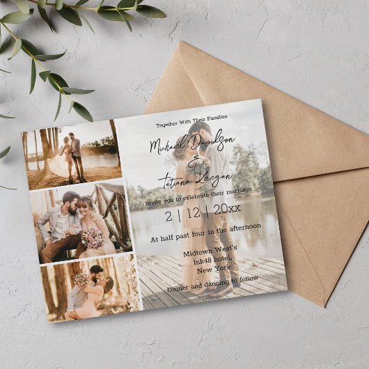 Editorial Chic Multi Foto Trouw Uitnodiging