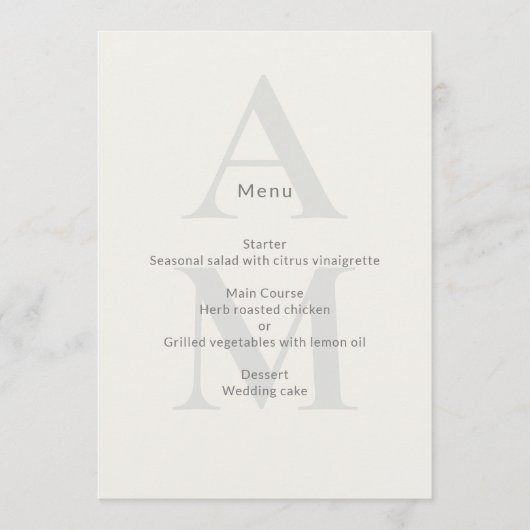 Editorial Initial Minimal Wedding Menu (Voorkant)
