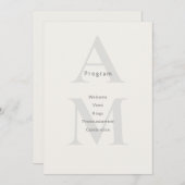 Editorial Initial Minimal Wedding Program Card Programmakaart (Voorkant / Achterkant)