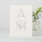Editorial Initial Minimal Wedding Program Card Programmakaart (Staand voorkant)