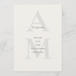 Editorial Initial Minimal Wedding Program Card Programmakaart