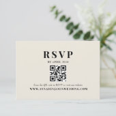Editorial Ivory Photo QR Code Wedding RSVP Kaartje (Staand voorkant)
