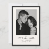 Editorial Minimalist Black White Typography Photo Save The Date (Voorkant)