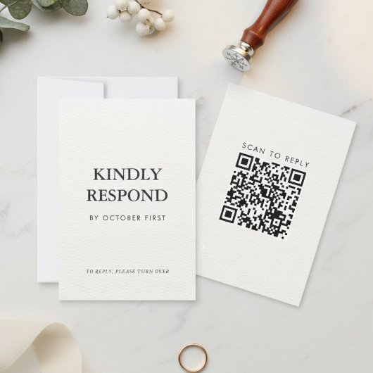 Editorial Minimalistische Winter Bruiloft QR Code RSVP Kaartje