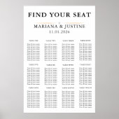 Editorial Minimalistische Winter Bruiloft Zitplaat Poster (Voorkant)