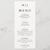 Editorial Minimalistische Winter Bruilofts Monogra Menu (Voorkant)