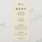 Editorial Minimalistische Winter Bruilofts Monogra Menu (Voorkant)