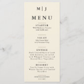 Editorial Minimalistische Winter Bruilofts Monogra Menu (Voorkant)