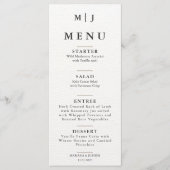 Editorial Minimalistische Winter Bruilofts Monogra Menu (Voorkant)