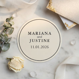 Editorial Minimalistische Winter Huwelijk Elegant Ronde Sticker