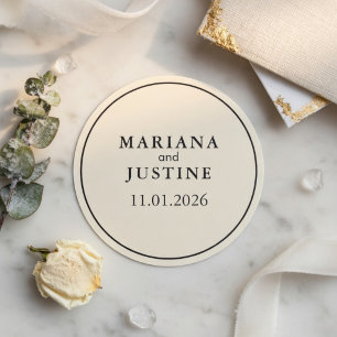 Editorial Minimalistische Winter Huwelijk Elegant Ronde Sticker