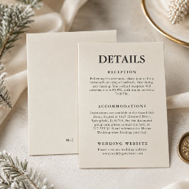 Editorial Minimalistische Winter Ivory Trouwdetail Informatiekaartje