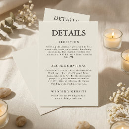 Editorial Minimalistische Winter Ivory Trouwdetail Informatiekaartje