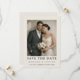 Editorial Minimalistische Winter Trouwfoto | Ivoor Save The Date