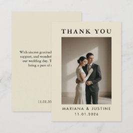 Editorial Minimalistische Winter Trouwfoto | Warm Bedankkaart