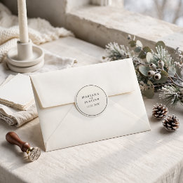 Editorial Minimalistische Winterhuwelijk Elegante Ronde Sticker
