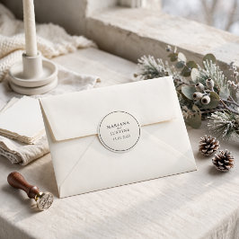 Editorial Minimalistische Winterhuwelijk Elegante Ronde Sticker