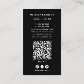 Editorial Model Foto Zwart en Wit QR Code Visitekaartje (Achterkant)