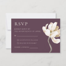 Editorial Moody Plum Bloemige Trouw RSVP Kaart