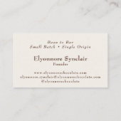 Editorial Serif Bean to Bar Chocolate Maker  Visitekaartje (Achterkant)
