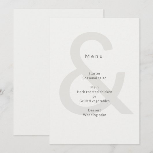 Editorial Typography Wedding Menu (Voorkant / Achterkant)
