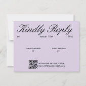 Editoriale Luxe Gedempte Paarse Chic Bruiloft RSVP Kaartje (Voorkant)