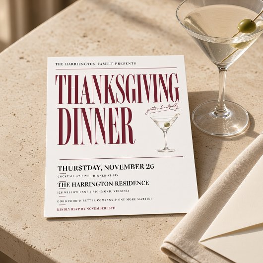 Editoriale Martini Thanksgiving Dinner Uitnodiging