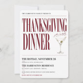 Editoriale Martini Thanksgiving Dinner Uitnodiging (Voorkant)
