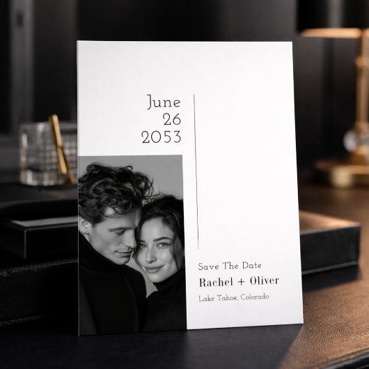 Editoriële Luxe Foto Bruiloft Bewaar de Datum Save The Date