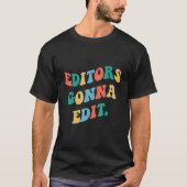 Editors gaan Retro Groovy Writers Author Boo bewer T-shirt (Voorkant)
