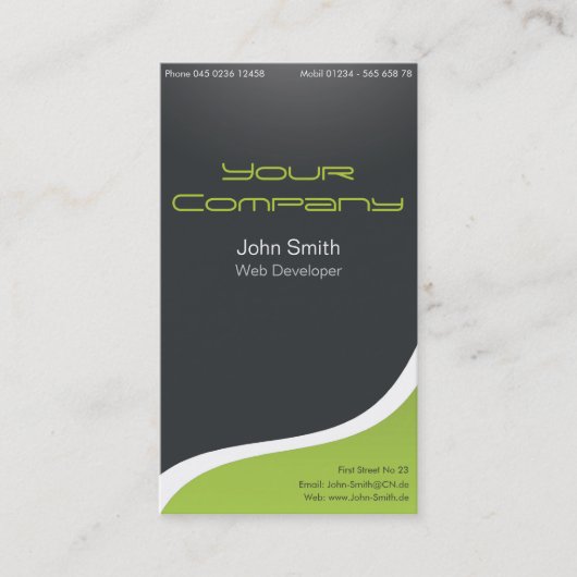 Edle Visitenkarte Web Developer, Grafikdesigner Visitekaartje (Voorkant)