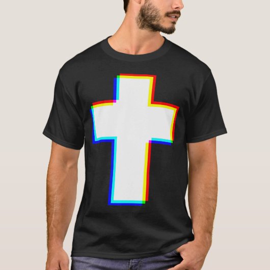 Edm Cross Glitch Christelijk T-shirt (Voorkant)